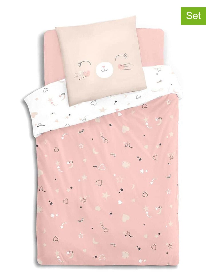 WellHome for Kids Komplet pościeli "Gatos" w kolorze jasnoróżowo-białym rozmiar: onesize