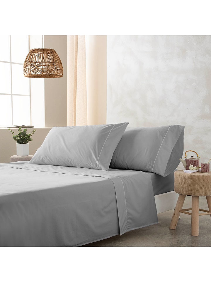 ethere Perkalowe prześcieradło "Ite" w kolorze szarym rozmiar: 160x280 cm