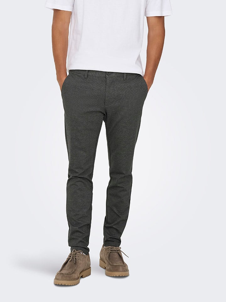 ONLY & SONS Spodnie chino "Mark" - Slim fit - w kolorze antracytowym rozmiar: W29/L30