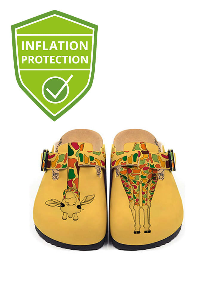 Calceo Chodaki w kolorze żółtym ze wzorem rozmiar: 40