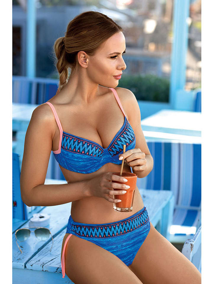 Bikini w kolorze ciemnoniebieskim ze wzorem