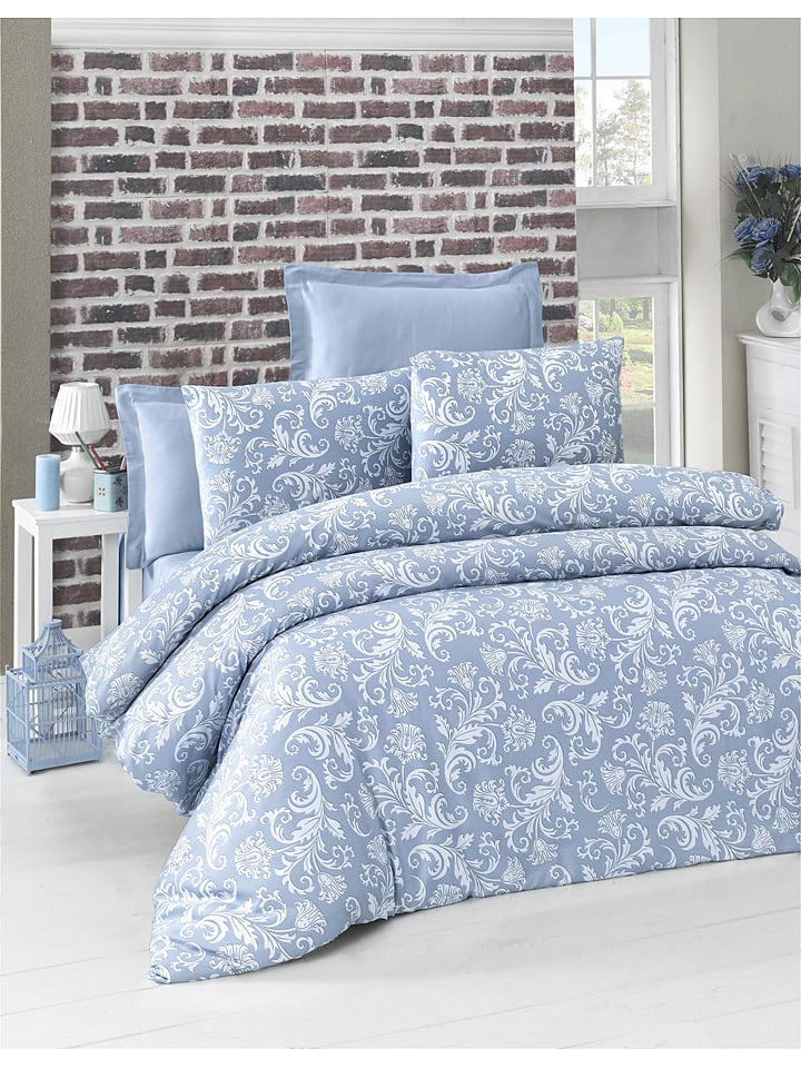 Elizabed Komplet pościeli satynowej "Verano" w kolorze błękitnym rozmiar: 155x200 cm