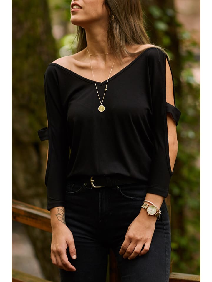 Chezalou Bluzka w kolorze czarnym rozmiar: M