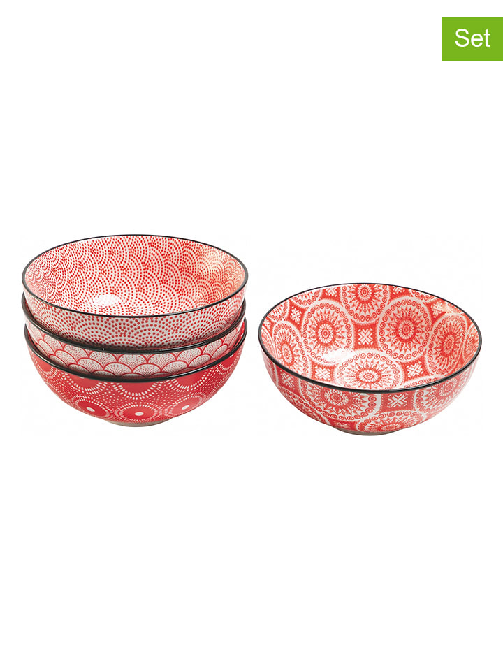 Villa d´Este Miski (4 szt.) "Confusion" w kolorze czerwonym - Ø 14 cm rozmiar: onesize