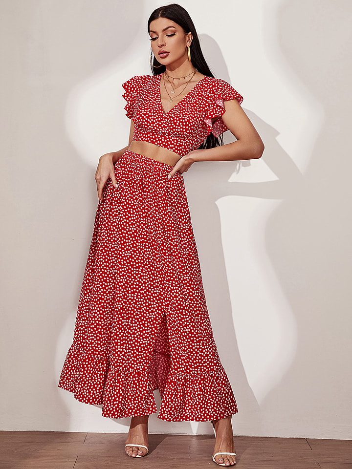 2-częściowy zestaw w kolorze czerwono-białym