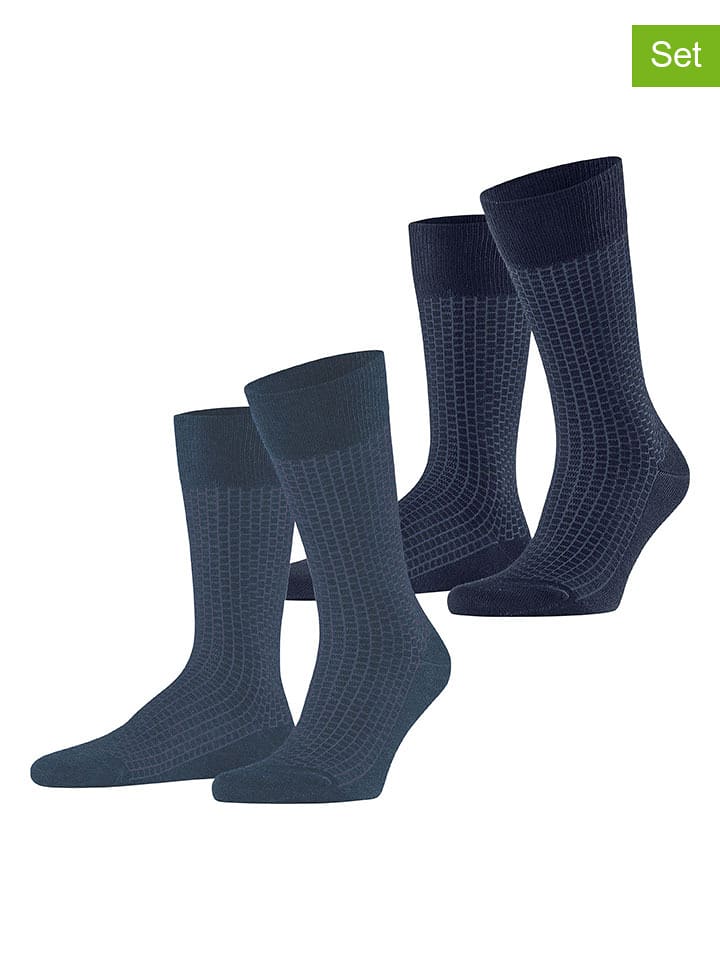 ESPRIT Skarpety (2 pary) "Illusional" w kolorze niebiesko-granatowym rozmiar: 43-46