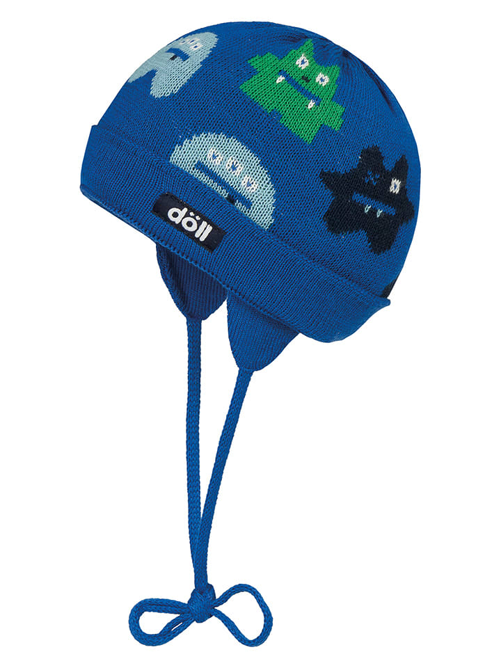 Döll Dzianinowa czapka w kolorze zielono-niebiesko-czarnym rozmiar: 45 cm