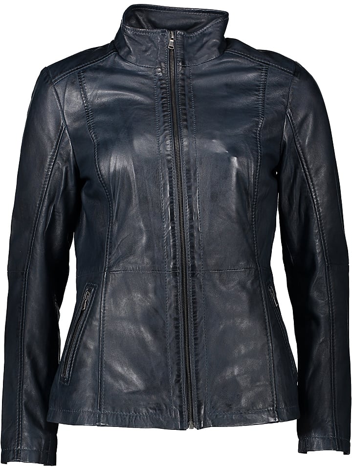 Caminari Skórzana kurtka "Rash" w kolorze granatowym rozmiar: 40