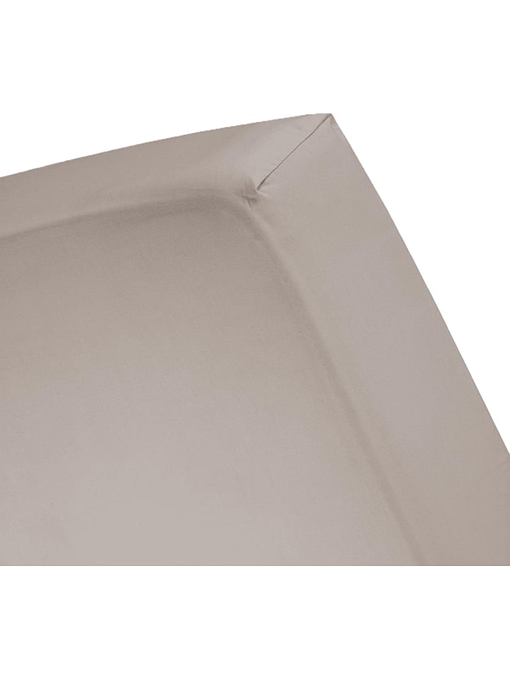 Perkalowe prześcieradło "Basic" w kolorze szarobrązowym na gumce