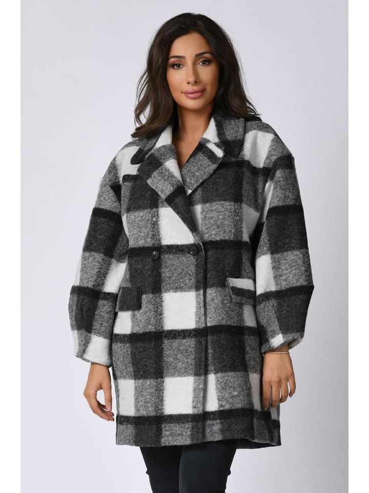 Plus Size Company Kurtka wełniana "Eden" w kolorze czarno-białym rozmiar: 52/54