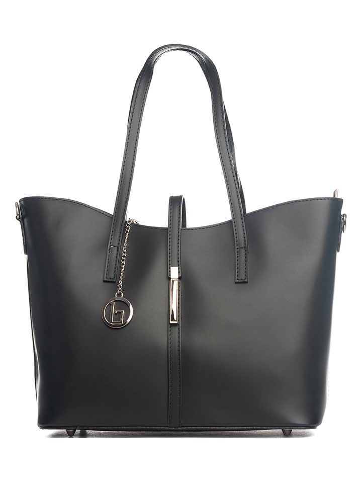 Skórzana torebka w kolorze czarnym - 40 x 27 x 14 cm