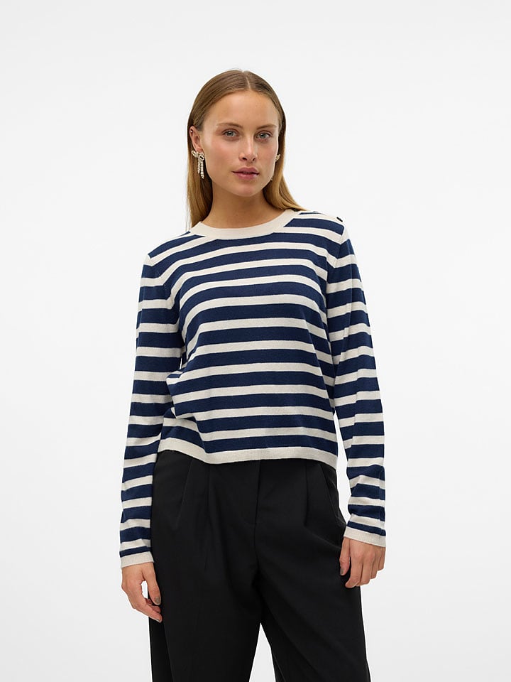 Vero Moda Sweter w kolorze antracytowo-kremowym rozmiar: XS