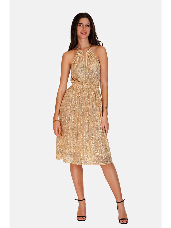 ASSUILI Sukienka cekinowa w kolorze złotym rozmiar: 36