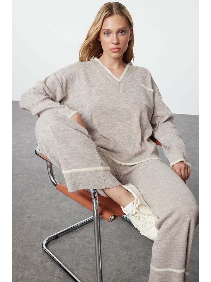 trendyol 2-częściowy zestaw w kolorze beżowym rozmiar: L