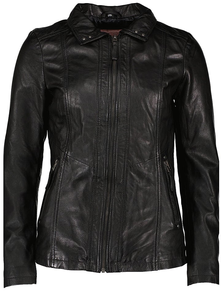 Skórzana kurtka "Haja" w kolorze czarnym