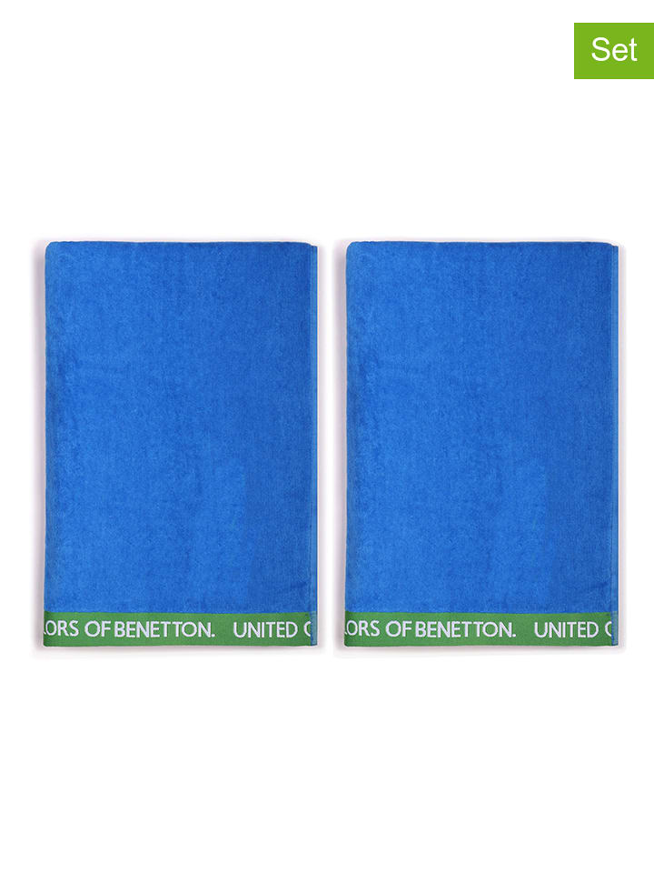 Benetton Ręczniki plażowe (2 szt.) w kolorze niebieskim - 160 x 90 cm rozmiar: 90x160 cm