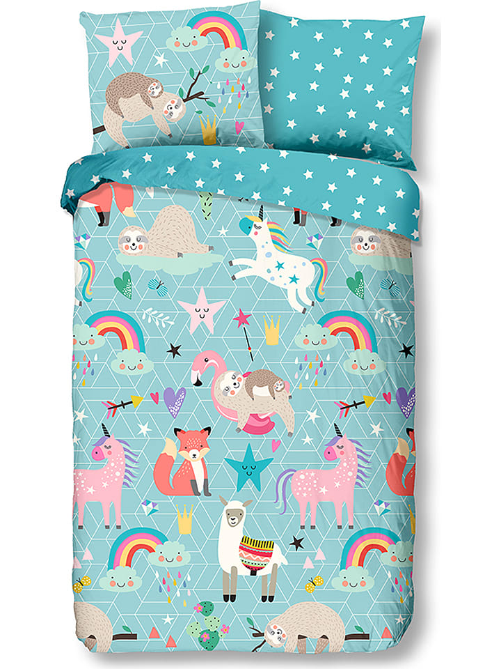 Komplet pościeli "Moody" w kolorze niebieskim ze wzorem