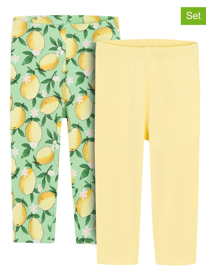 COOL CLUB Legginsy (2 pary) w kolorze żółto-zielonym rozmiar: 128