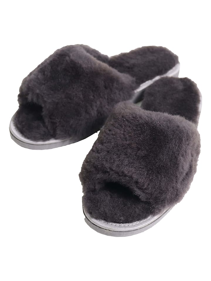 Kaiser Naturfellprodukte H&L Kapcie wełniane "Alina" w kolorze antracytowym rozmiar: 37