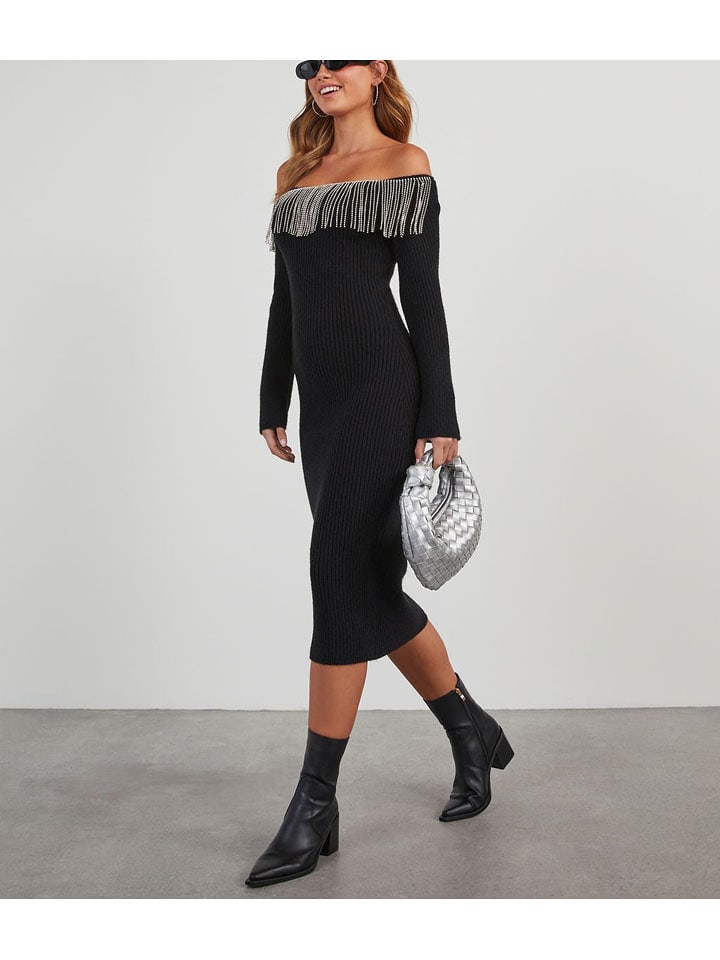 Milan Kiss Sukienka dzianinowa w kolorze czarnym rozmiar: L