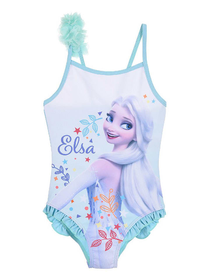 FROZEN Strój kąpielowy "Frozen" w kolorze błękitnym ze wzorem rozmiar: 110