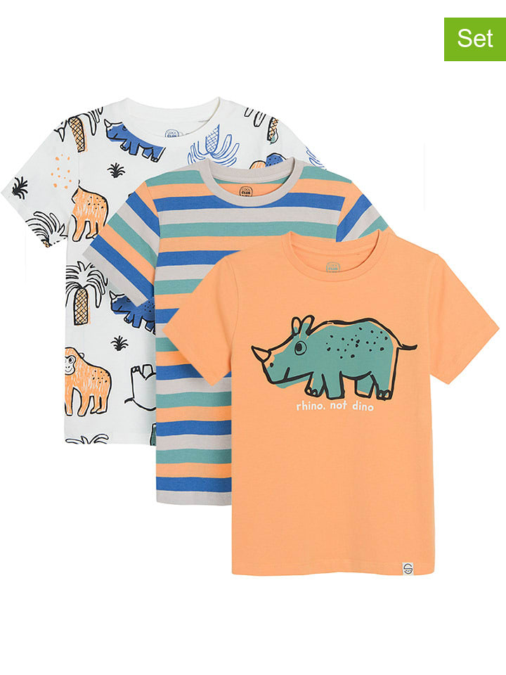 COOL CLUB Koszulki (3 szt.) w kolorze biało-niebiesko-brzoskwiniowym rozmiar: 122