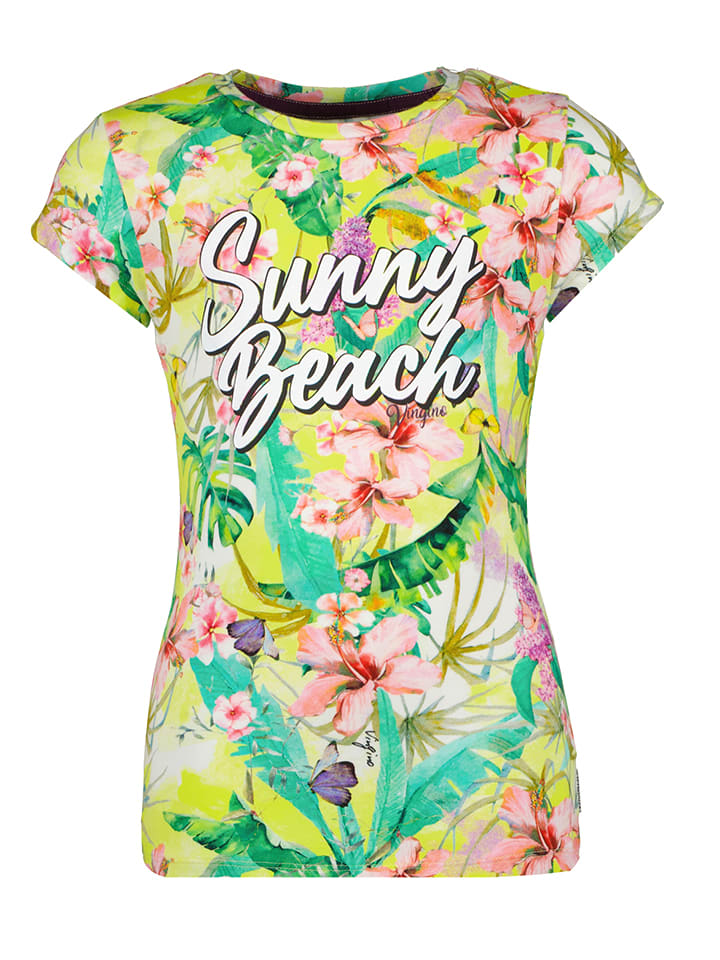 Koszulka w kolorze jaskrawożółtym ze wzorem