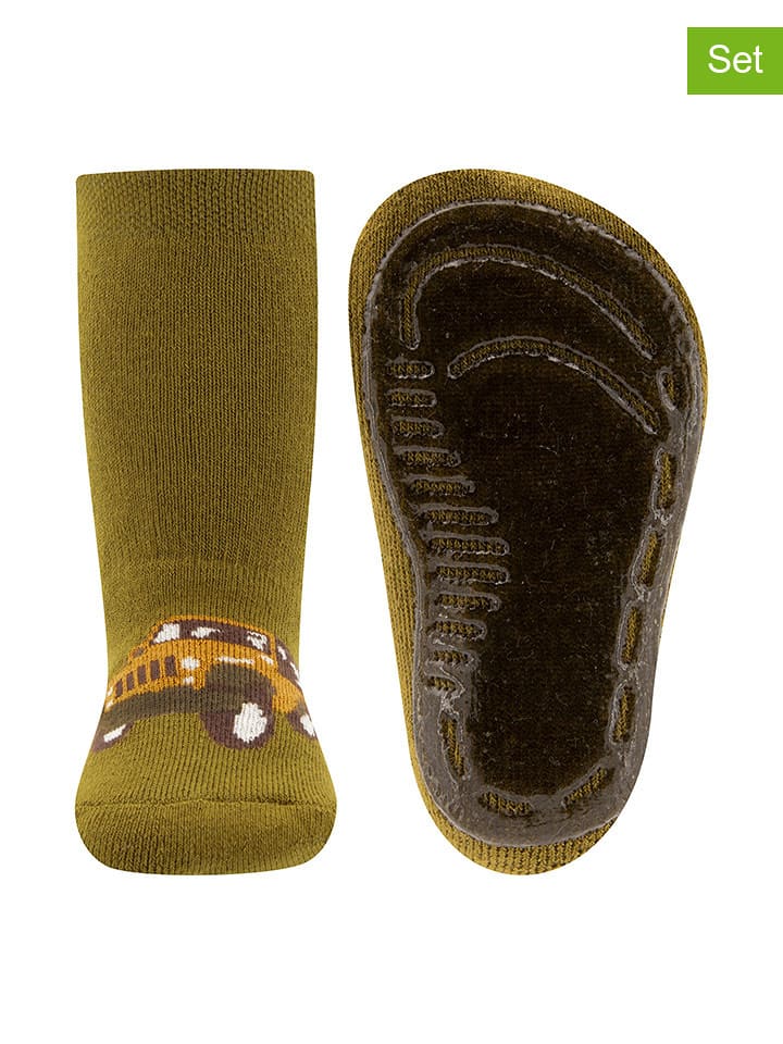 ewers Skarpety antypoślizgowe (2 pary) "Rover" w kolorze khaki rozmiar: 29/30