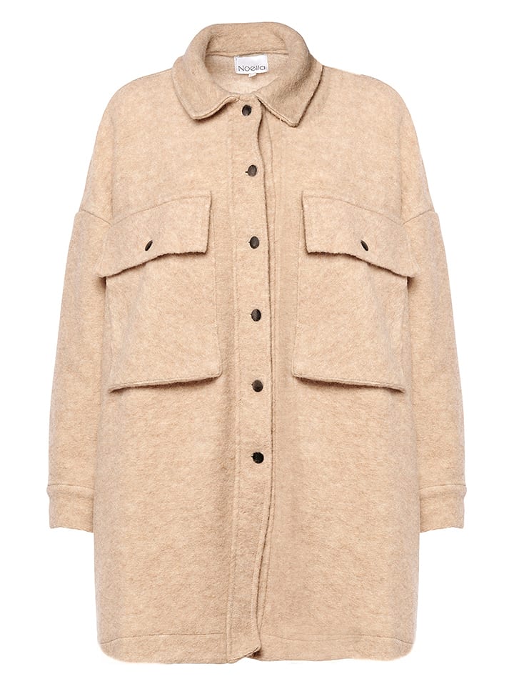 Wełniany płaszcz "Celine" w kolorze beżowym