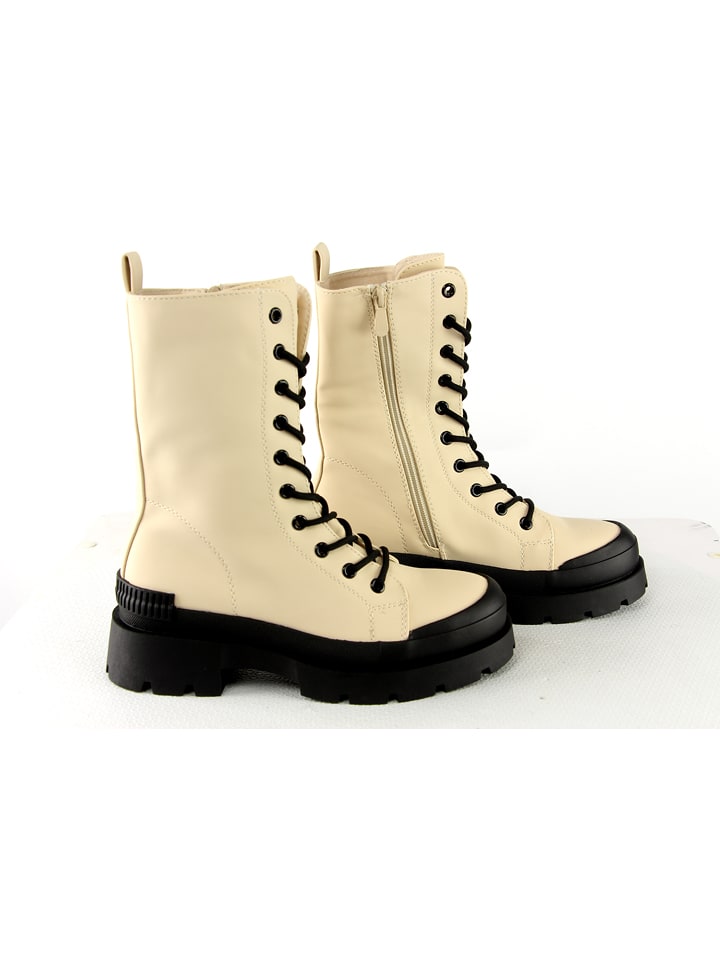 Botki w kolorze beżowo-czarnym