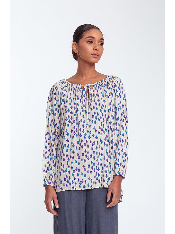 Makani Bluzka w kolorze kremowo-fioletowo-granatowym rozmiar: 40