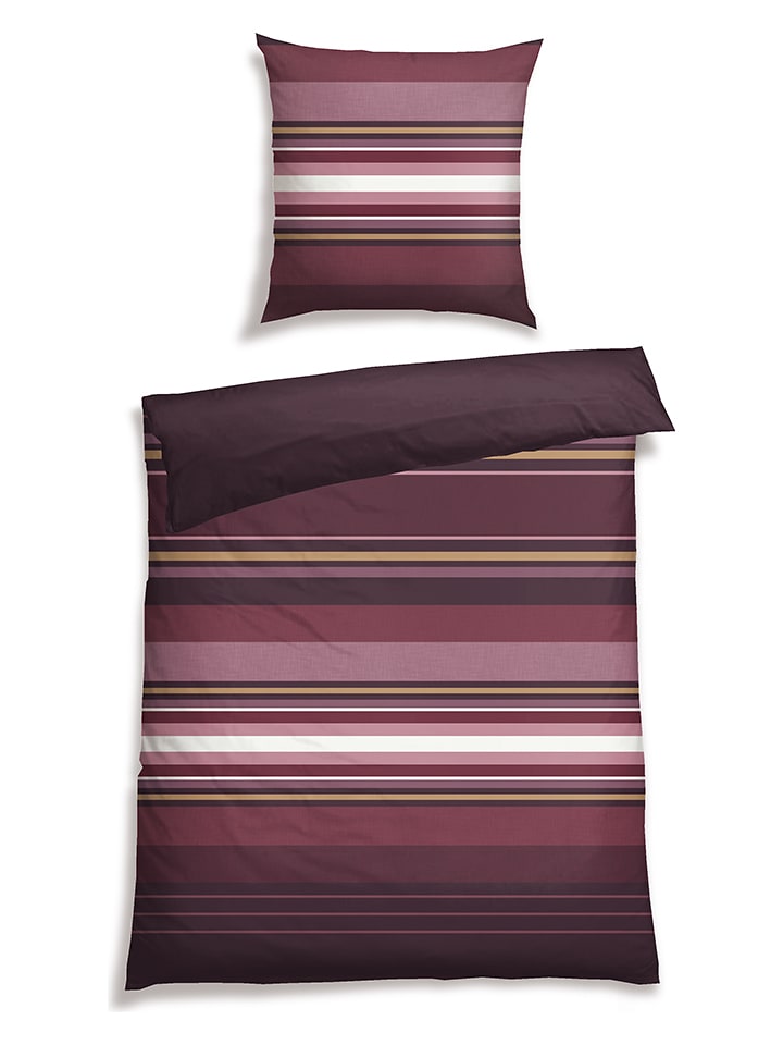 Schiesser Komplet pościeli flanelowej "Yomano" w kolorze fioletowym rozmiar: 135x200 cm