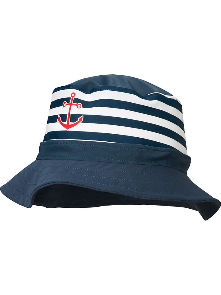 Playshoes Kapelusz przeciwsłoneczny "Maritim" w kolorze granatowo-białym rozmiar: 51 cm