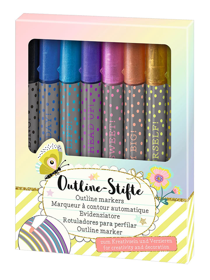 moses. Długopisy konturowe (8 szt.) "Flowers & Friends" - 6+ rozmiar: onesize