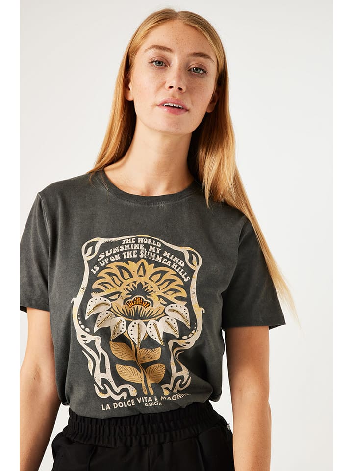 Garcia Koszulka w kolorze antracytowym rozmiar: XS