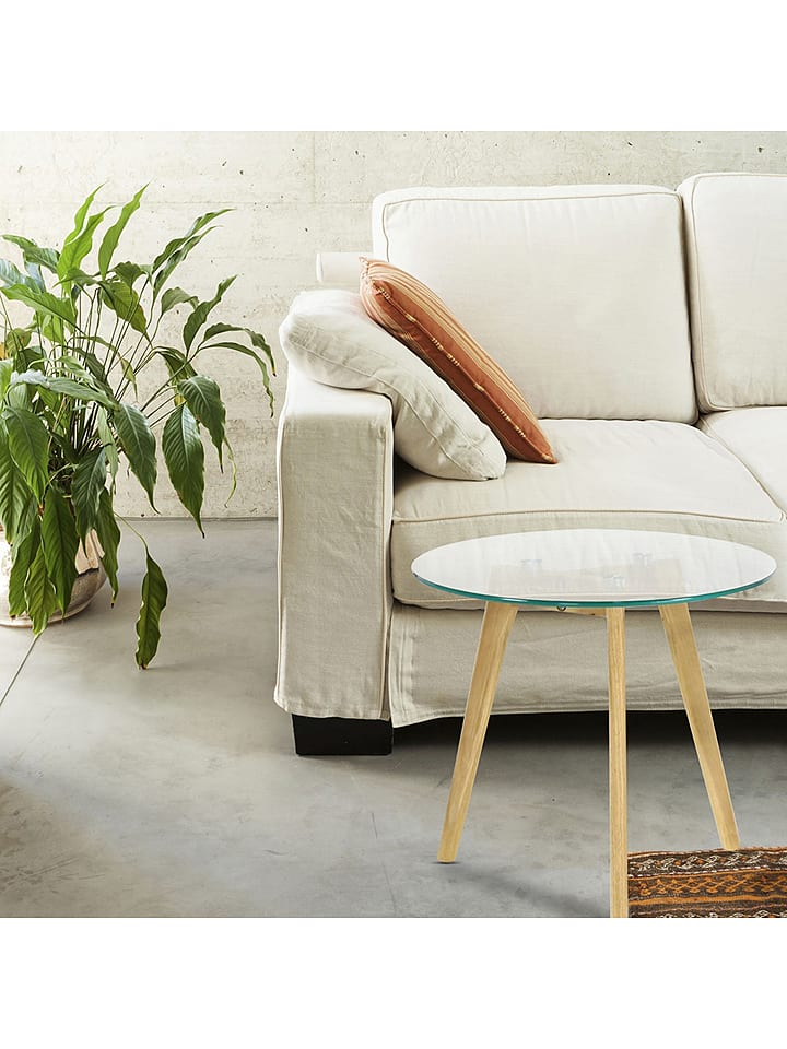 Stolik w kolorze jasnobrązowym - wys. 43 x Ø 50 cm