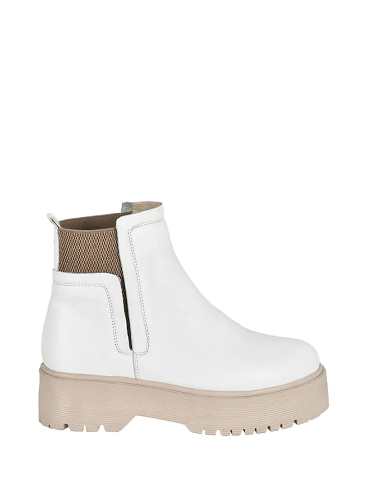 Moosefield Skórzane sztyblety w kolorze białym rozmiar: 36