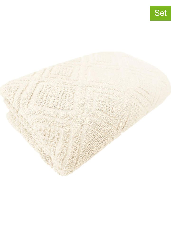 Framsohn Ręczniki kąpielowe (2 szt.) "Mosaik" w kolorze kremowym rozmiar: 75x150 cm