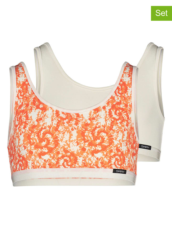 Skiny Topy (2 szt.) w kolorze pomarańczowo-białym rozmiar: 140