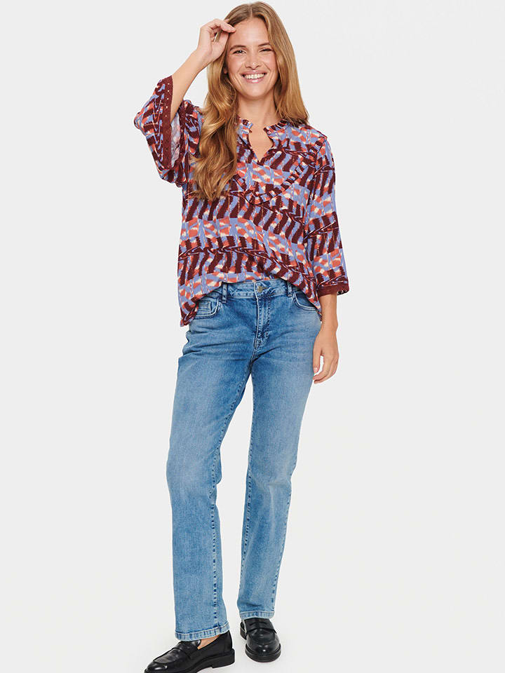 SAINT TROPEZ Bluzka "Saint Tropez" w kolorze bordowo-niebieskim rozmiar: L