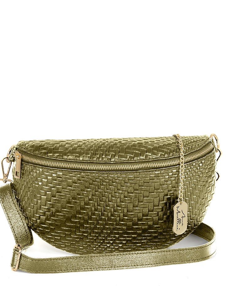 Anna Morellini Skórzana saszetka "Rufina" w kolorze zielonym - 30 x 18 x 9 cm rozmiar: onesize