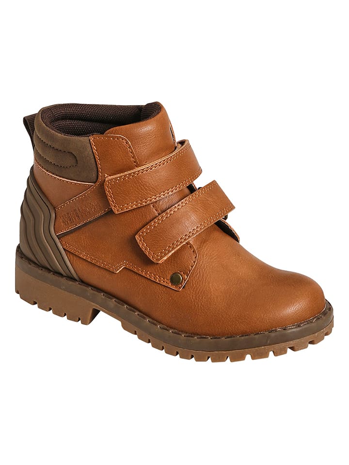 vertbaudet Skórzane botki w kolorze jasnobrązowym rozmiar: 31