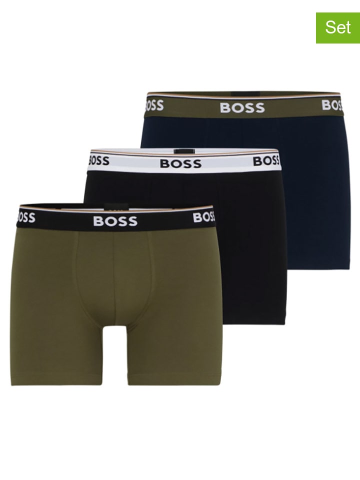 Hugo Boss Bokserki (3 pary) w kolorze czarno-oliwkowo-granatowym rozmiar: L