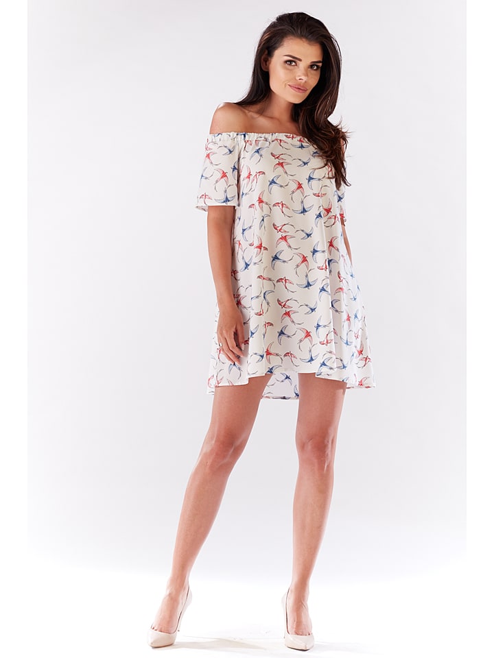 Awama Sukienka w kolorze kremowym ze wzorem rozmiar: L/XL