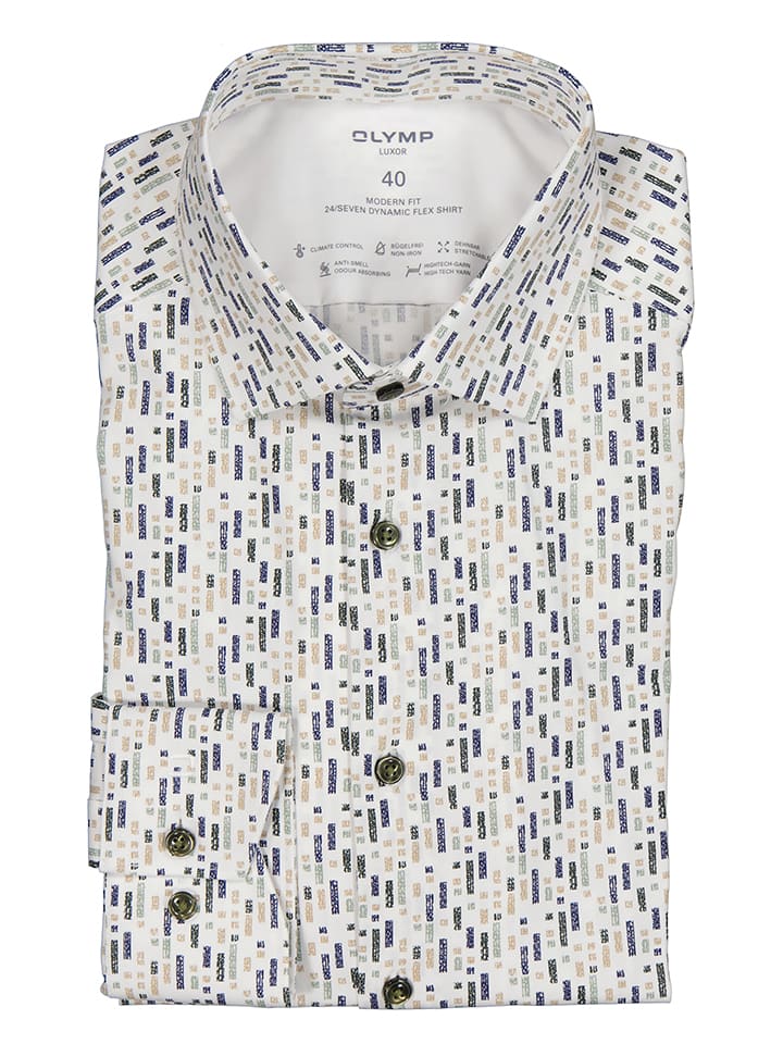 OLYMP Koszula "Luxor" - Modern fit - w kolorze kremowo-niebieskim rozmiar: 41