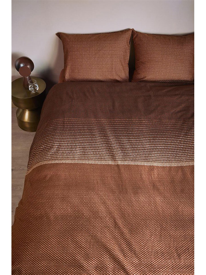 Beddinghouse Komplet pościeli flanelowej "Demi" w kolorze pomarańczowym rozmiar: 155x220 cm