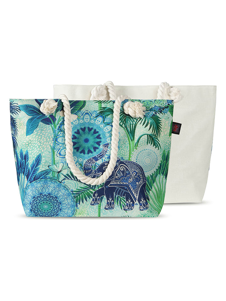 Torba plażowa "Isara" w kolrze niebiesko-zielonym - 60 x 43 cm