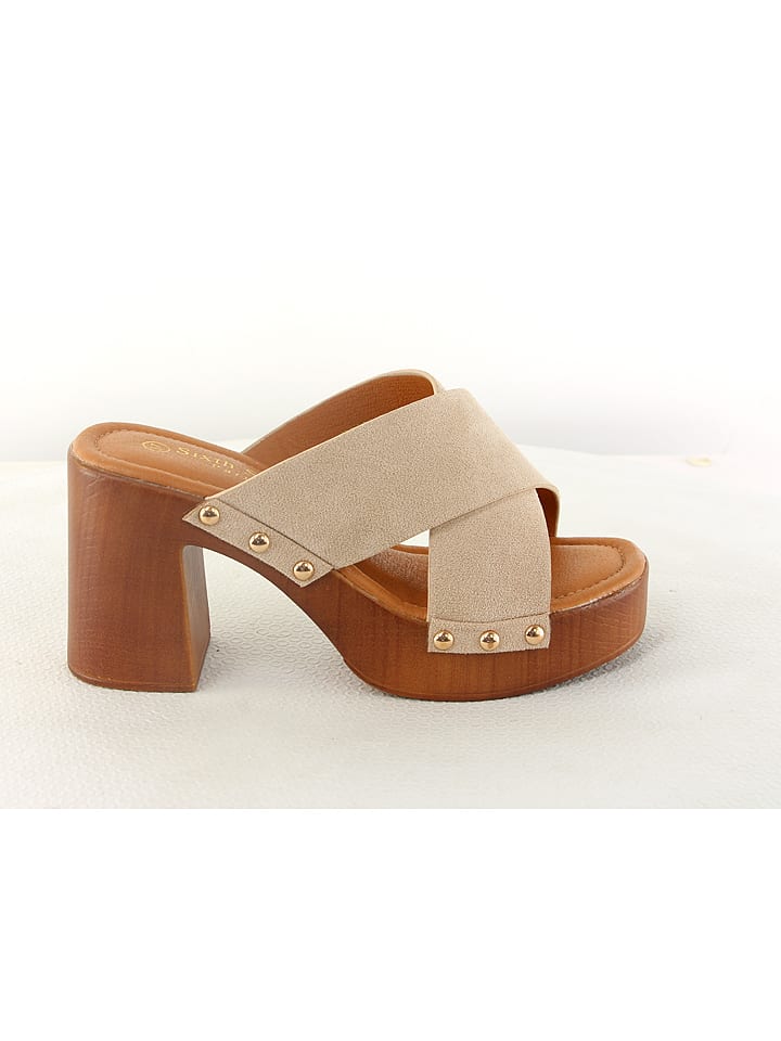 Sixth Sens Klapki w kolorze beżowym rozmiar: 38