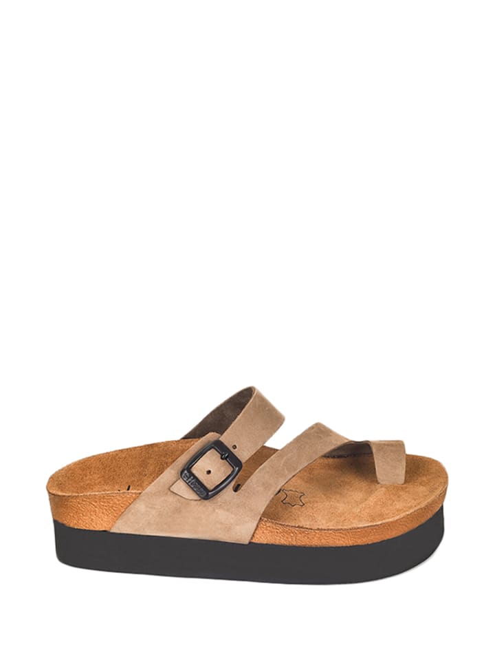 Moosefield Skórzane klapki w kolorze beżowym rozmiar: 42