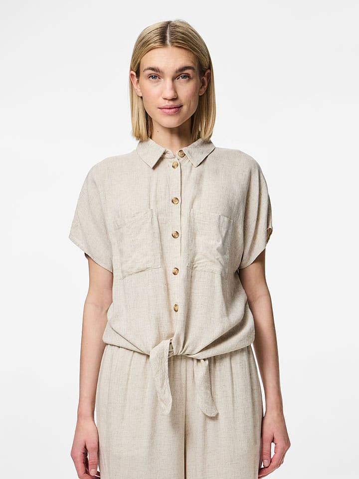 Pieces Bluzka "Pia" w kolorze beżowym rozmiar: M